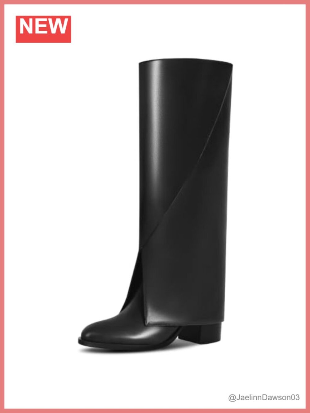 Women's Knee High Fold Over Boots Chunky Heel Pointed Toe Faux Leather Tall